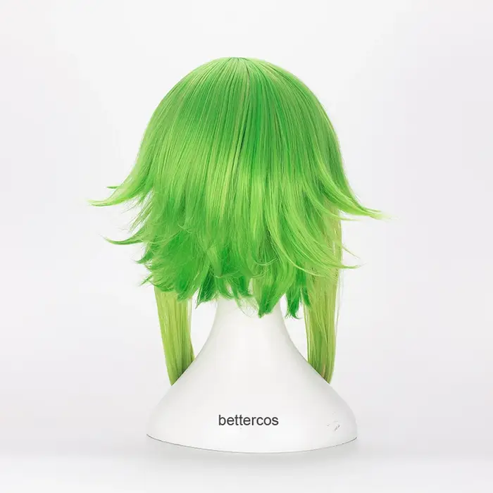 Vocaloid Megpoid Gumi Cosplay perruque 45 cm vert doré Ombre courte couches moelleux résistant à la chaleur synthétique