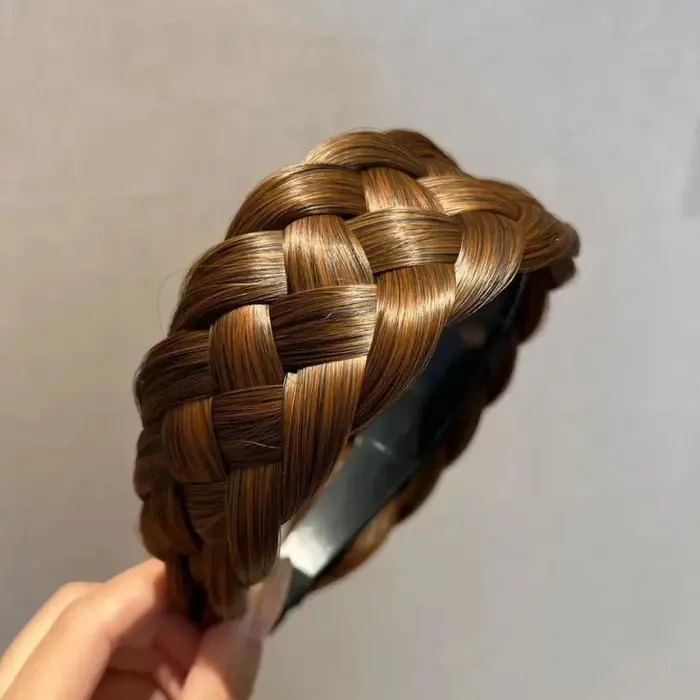 Femmes torsion tresse bandeaux 4.5 cm largeur mode large synthétique perruque