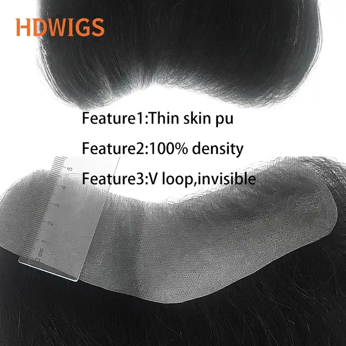 Toupet homme avant Hairine V Style perruques de cheveux humains pour hommes 100% humain Remy postiche système haute