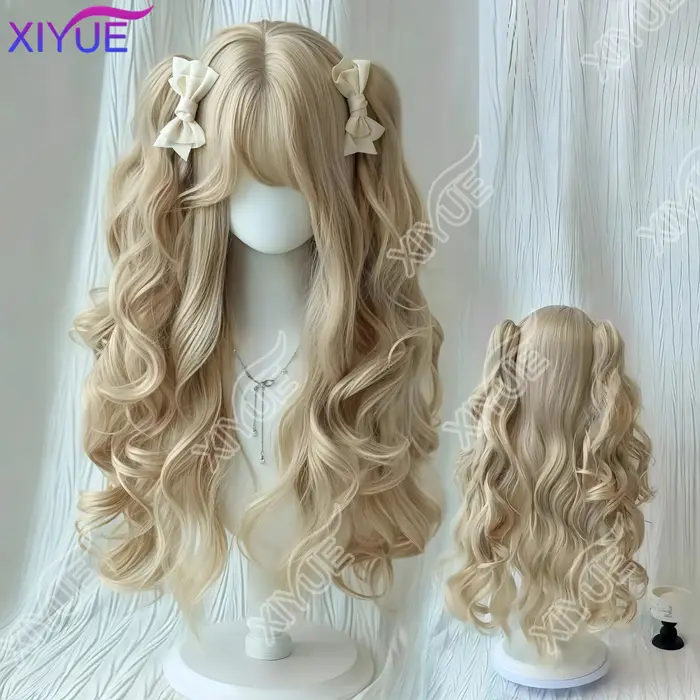 XIYUE perruque synthétique pour femmes Lolita clip-on style double queue de cheval