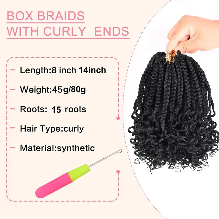 Boîte synthétique tresses Crochet cheveux pour femmes noires avec extrémités bouclées pré-bouclées doux 3X
