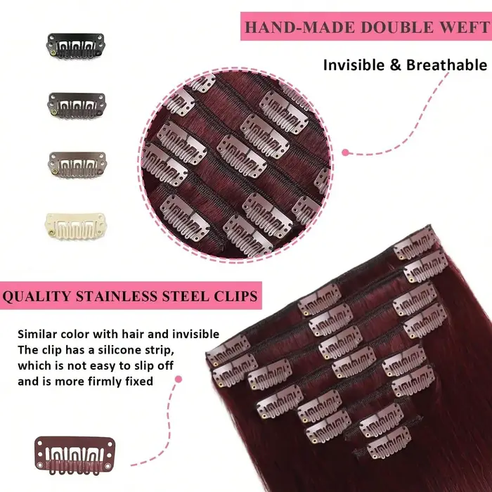 Extensions de cheveux à clips 99J Bourgogne