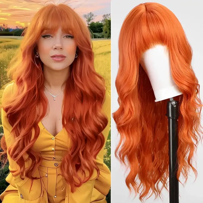 Perruque synthétique rose à grandes boucles pour Halloween
