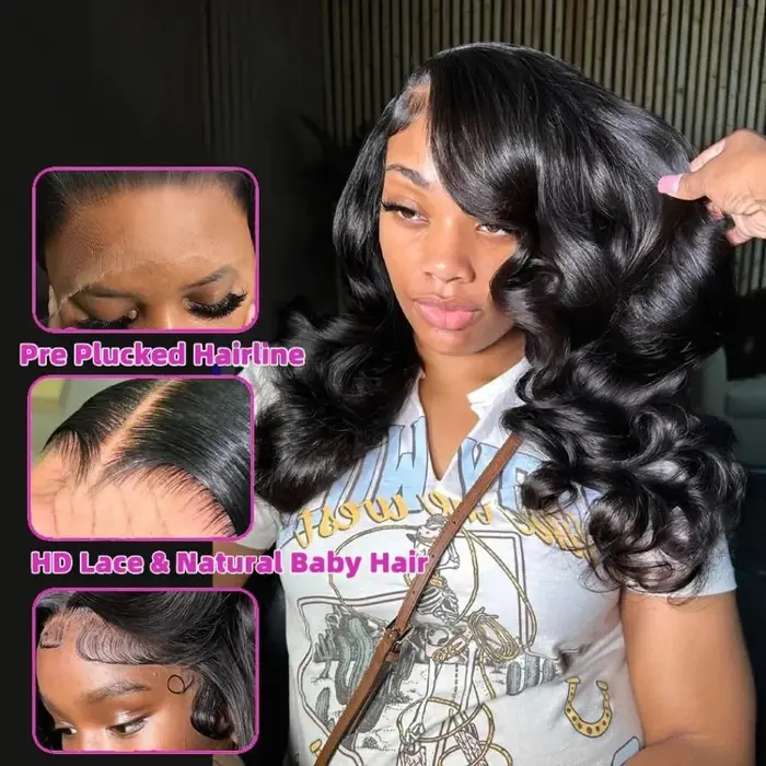 Perruque de cheveux humains Body Wave densité 200
