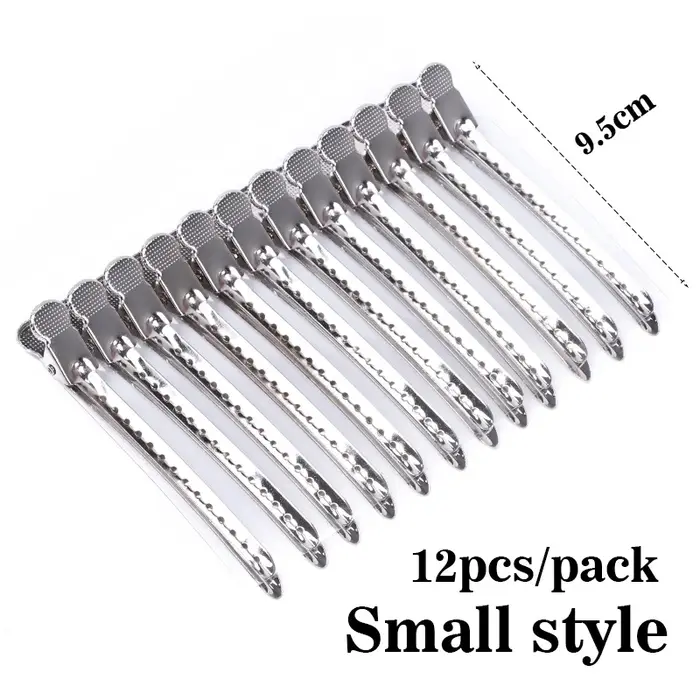 Pinces à cheveux en métal pour coiffure, 12 pièces/paquet, pince à bec de canard, barrettes pour sal
