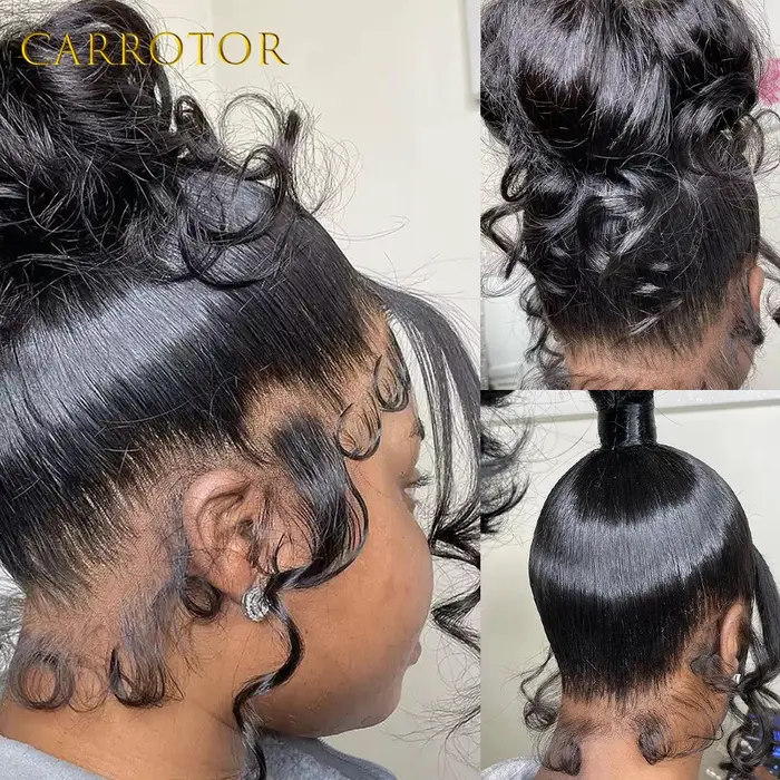 Perruques Full Lace en Cheveux Humains, Couleur Noir Naturel, Ondulées, Transparentes, Sans Colle, P