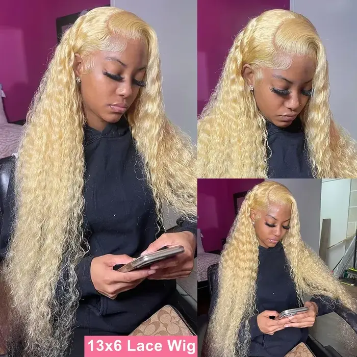 Silkwave 613 couleur blond miel 13x6 HD dentelle frontale perruque cheveux humains bouclés