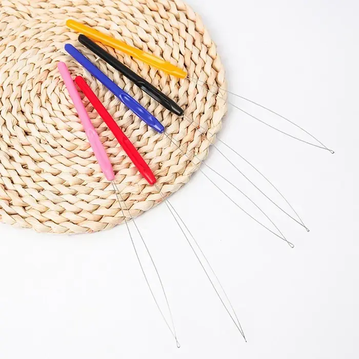 1 pièces poignée en plastique Extension de cheveux touffetage enfileur perle perruque Crochet outil fournitures aiguille perceur, fil de plomb, perruque Crochet