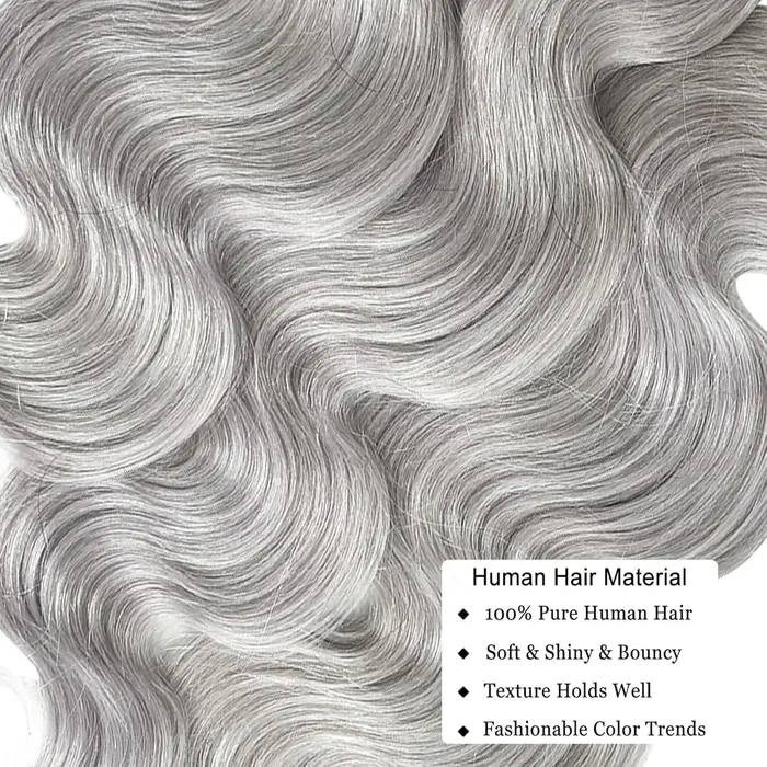 Tissage en lot 100% naturel Body Wave gris argenté
