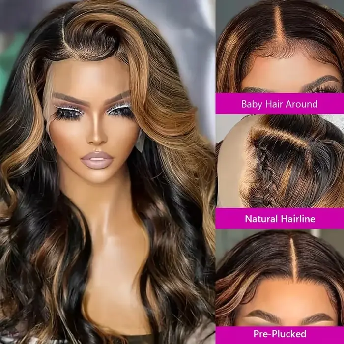 Perruques en cheveux humains sans colle 1B30 Highlight, prêtes à porter, 4x4 5x5, pré-coupées, Brazi