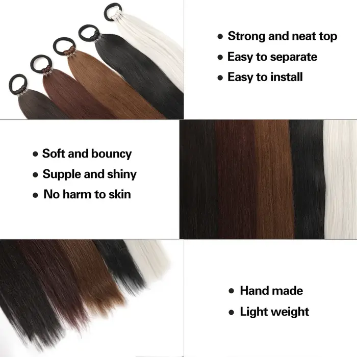 Queue de cheval droite synthétique de 28 pouces avec Extensions de cheveux élastiques à la mode pour un usage quotidien