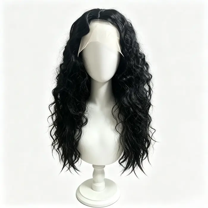 Perruque synthétique noire bouclée longue pour femme, idéale pour les fêtes d'anniversaire, matériau