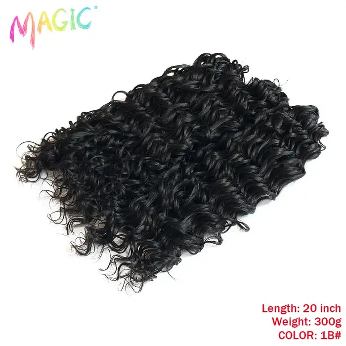 Extensions de cheveux synthétiques bouclés Magic Ombre Water Wave, 20 pouces, 3 pièces, marron blond
