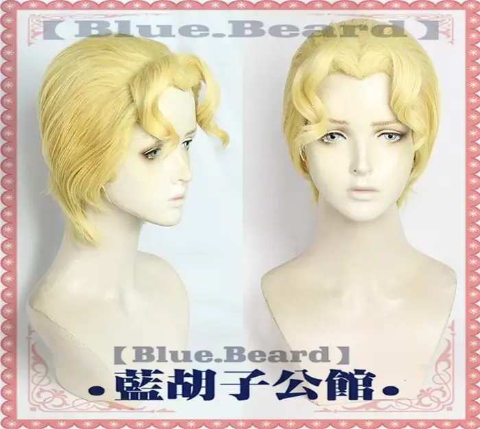 Perruque Cosplay Kira Yoshikage dorée, cheveux synthétiques + bonnet ultraviolet