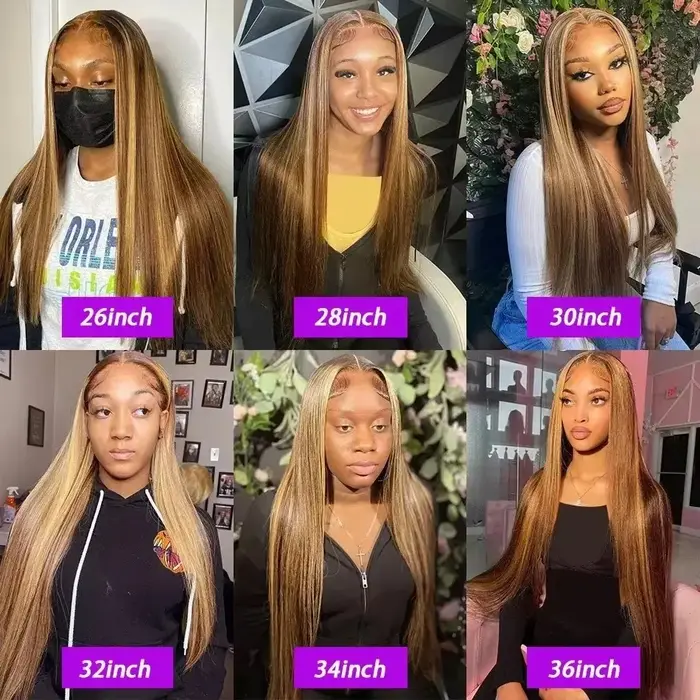 Perruque à mèches de cheveux humains 13X6 avec dentelle frontale HD
