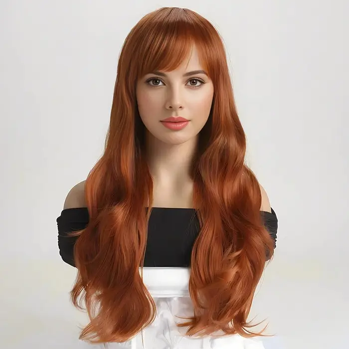 Perruque synthétique violette de 26 pouces avec grandes vagues pour cosplay d'Halloween