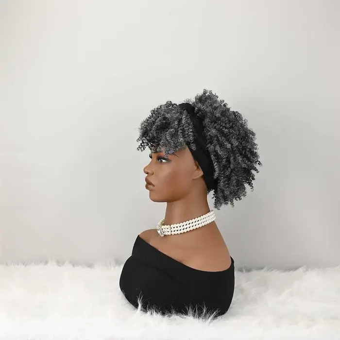 Perruque bandeau bouclée avec frange pour femme