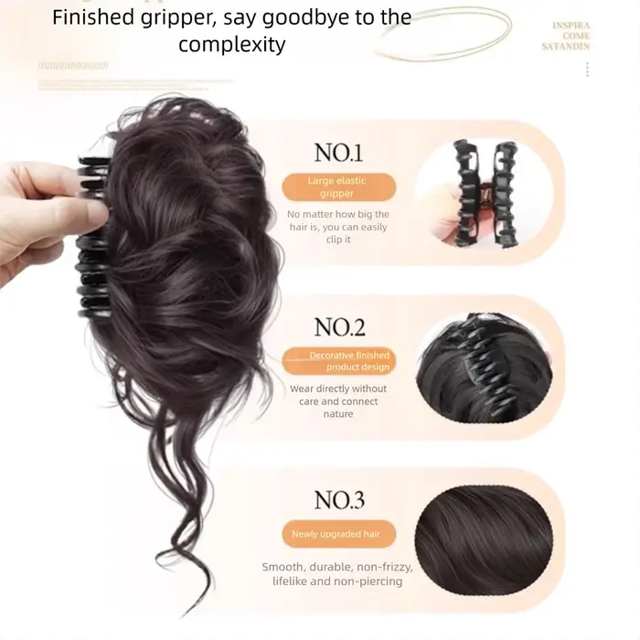 Nouveau cheveux synthétiques chignon griffe pince naturel moelleux