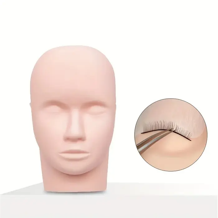 Tête d'entraînement professionnelle pour cils - Grade salon pour extensions