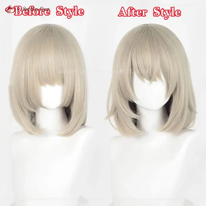Anime Falin Touden Cosplay perruque 35 cm court gris or femmes perruques résistant à la chaleur cheveux synthétiques