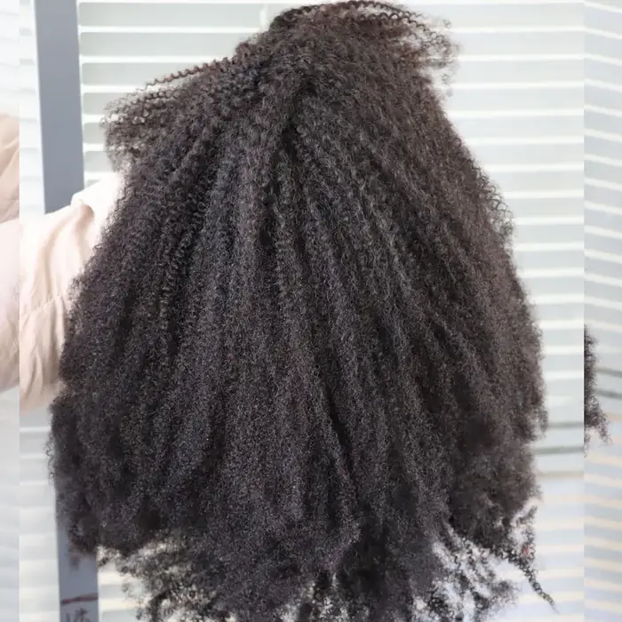 Perruque de cheveux humains longs bouclés 4C