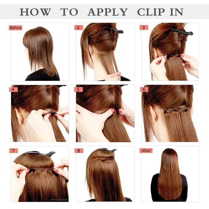 Extensions de cheveux humains à clipser pour femmes