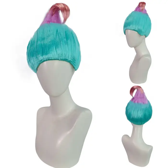 Perruque synthétique de haute qualité, pointe verte et rose, couleur mixte, Type de personnalité à l