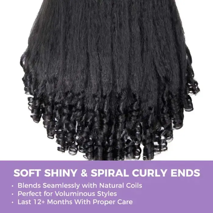 Kinky droite birman bouclés 3 en 1 demi perruques Yaki