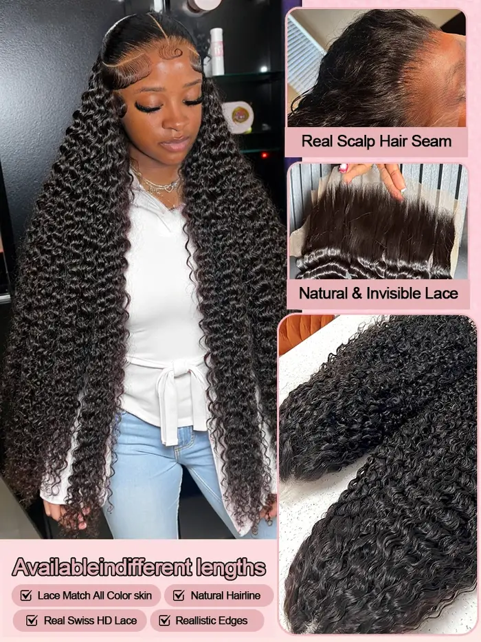 Perruque Lace Front HD Transparente 13x4 13x6 Deep Wave Cheveux Humains Brésiliens Bouclés Remy Pré-