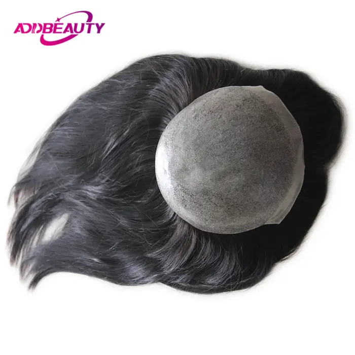 Perruques de cheveux humains droites pour femmes toupet complet en polyuréthane 100% vrais