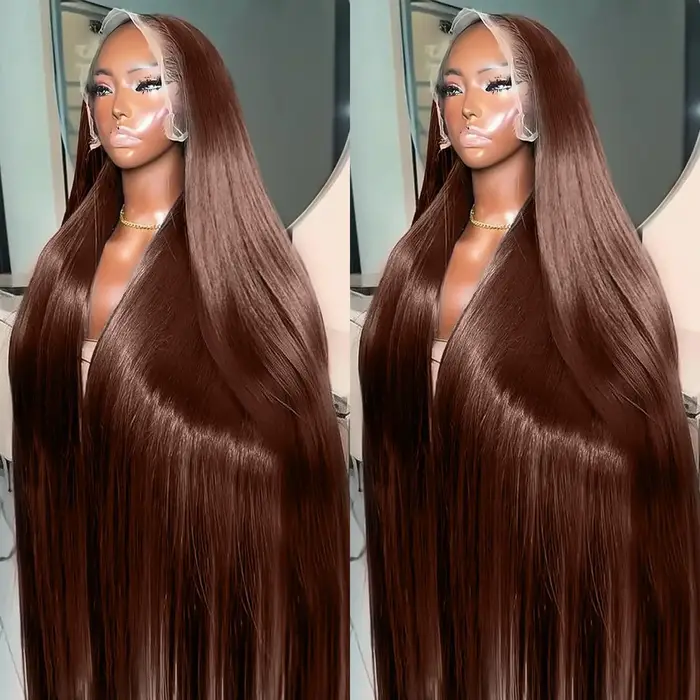 Perruques de cheveux humains avant de dentelle 13x4 HD de couleur brun chocolat de qualité supérieur