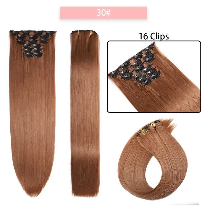 Extensions de Cheveux Synthétiques Longs et Lisses