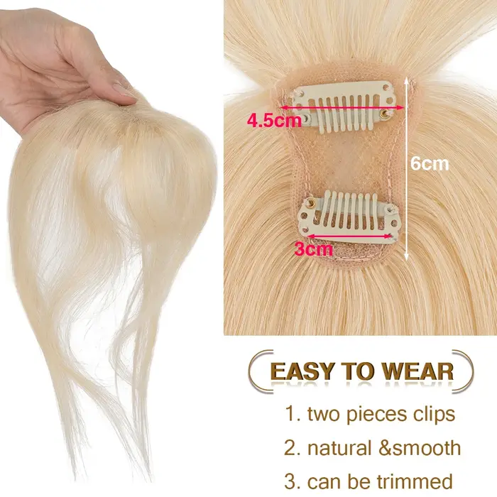 Clips en frange vrais cheveux humains 3D 360 ° Cover Air Bangs – postiches légères pour femmes