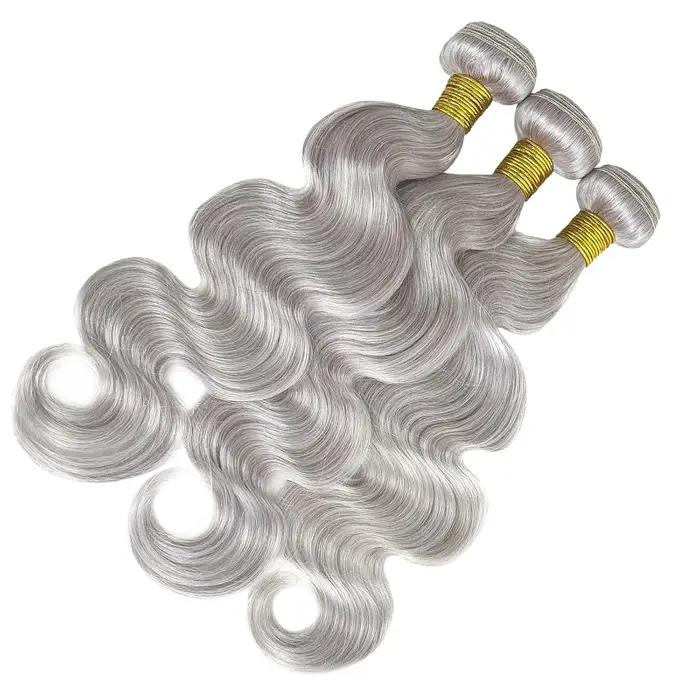 Tissage en lot 100% naturel Body Wave gris argenté