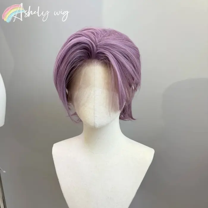 Perruque courte violette pour hommes