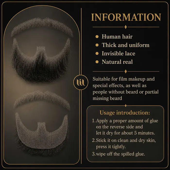 Wigundle barbe homme fait à la main vrais cheveux fausse