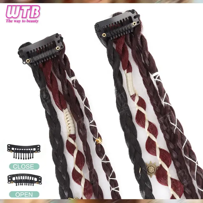 WTB Paire de perruques synthétiques tressées pour femmes