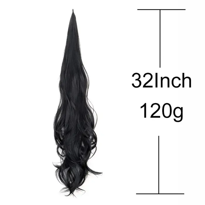 WIGSIN synthétique 32 pouces longue vague bouclée queue de cheval Extension de cheveux Flexible enrouler autour de faux postiche pour les femmes