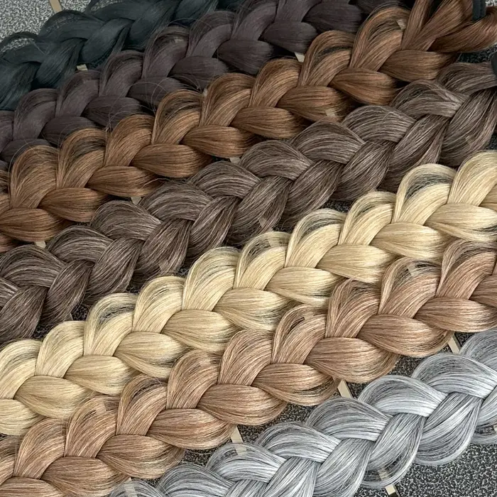 Extensions de queue de cheval synthétiques tressées avec élastique