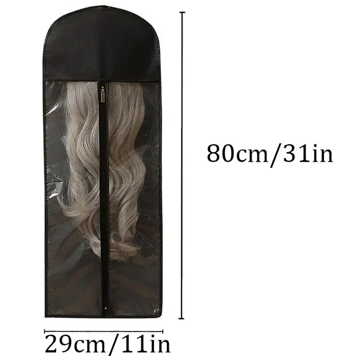 Sac de rangement anti-poussière pour perruques avec cintre inclus, sac de présentation pour perruque