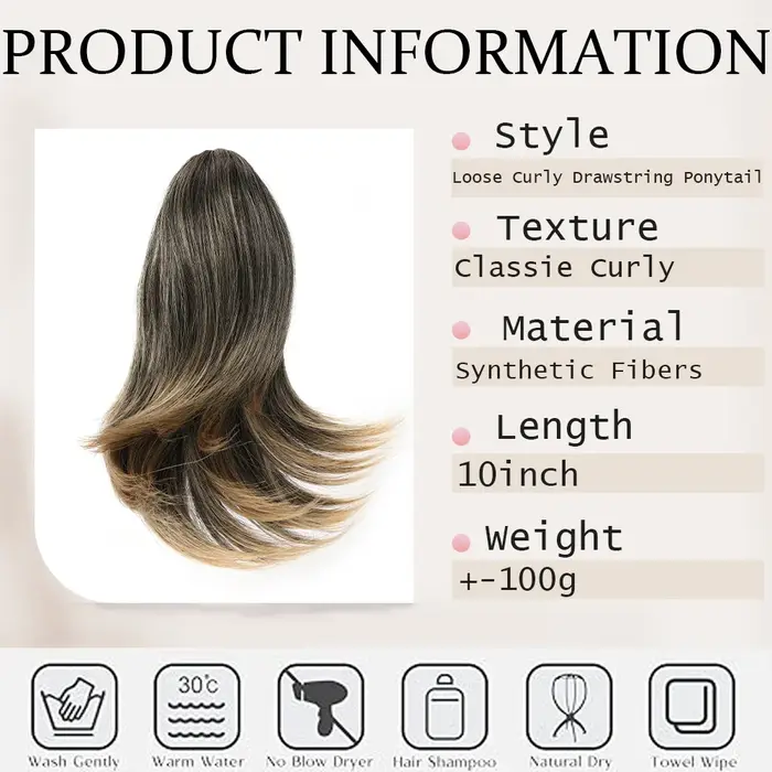 Extension de queue de cheval courte pince à griffe en postiche Extensions de cheveux