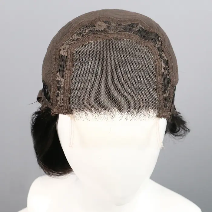 Perruque PixieCut en Cheveux Humains 13x4 Bouclée Rose Courte, Perruque Frontale en Dentelle 4x4 Cou