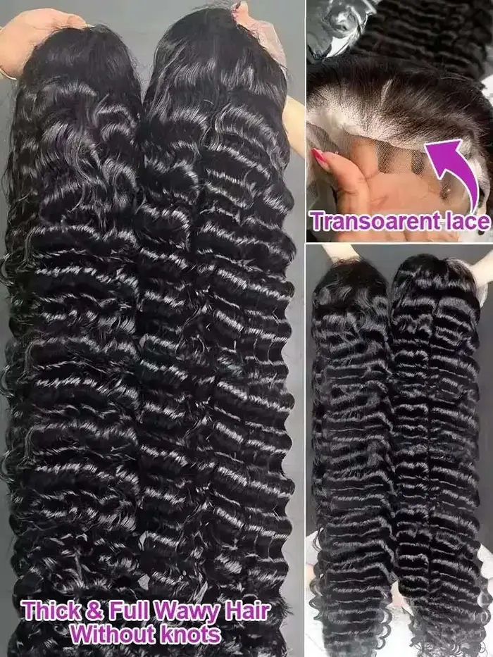 40 42 pouces HD lâche vague profonde 13x6 dentelle avant perruques de cheveux humains brésilien bouc
