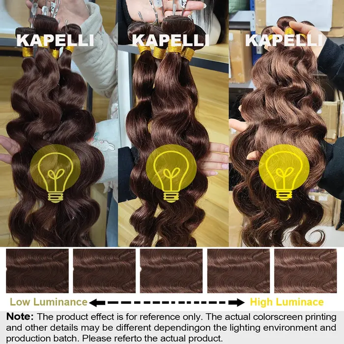 Extensions de Cheveux Humains Ondulés Bruns avec Closure 4x4/13x4, Cheveux Humains 100% Naturels, Ti