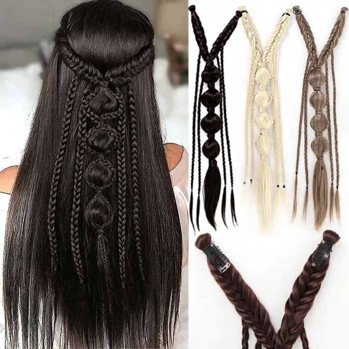 Perruque synthétique tressée de 24 pouces avec clip BB en forme de U, adaptée à un usage quotidien et aux fêtes pour femmes