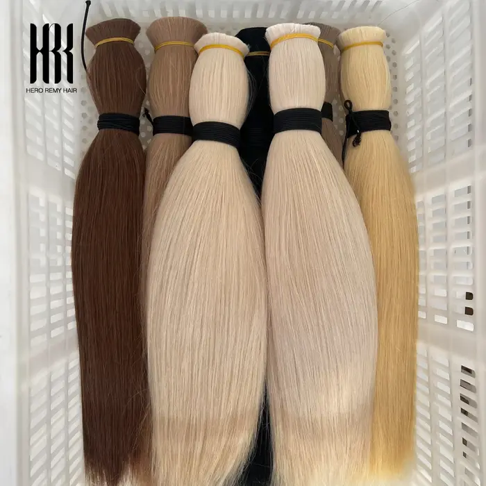 100% réel Remy Extensions de cheveux humains sans trame miel blond