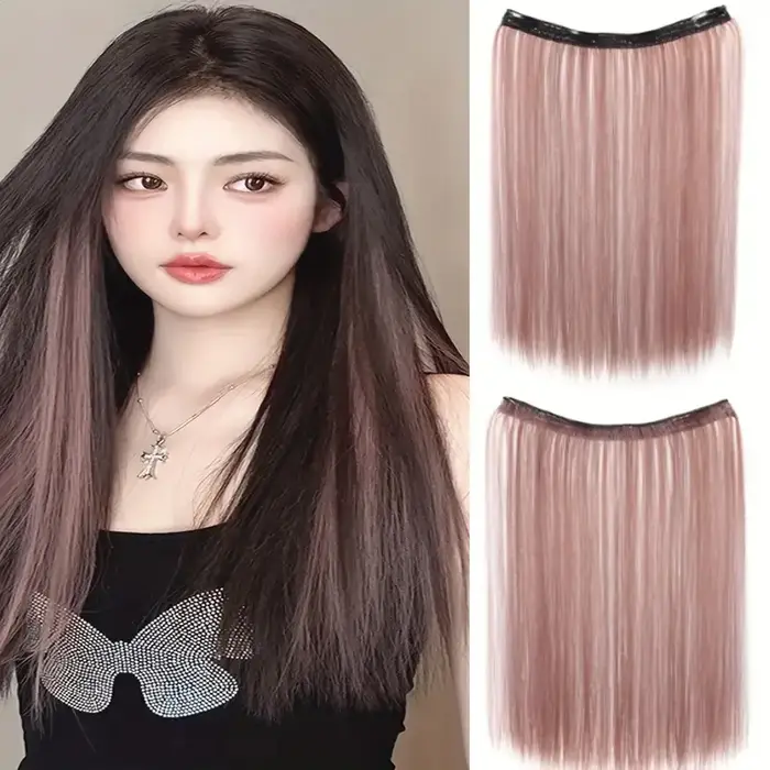Extensions de cheveux à clipser pour femmes avec reflets de couche intérieure, postiche à teinture c