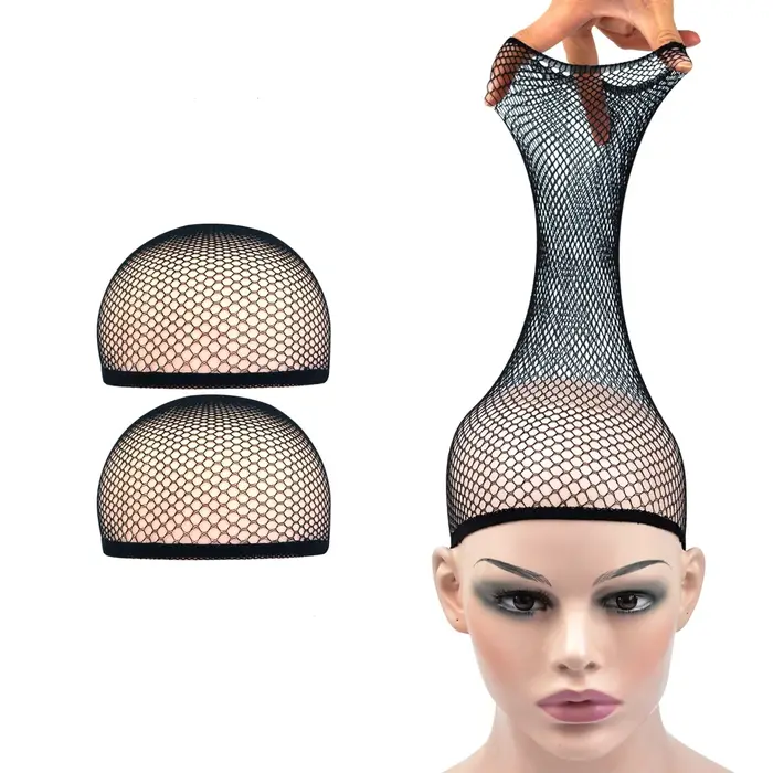 Filet de perruque en maille, 2 pièces, bonnets de bas, tissage de perruque, bonnet de perruque à ext