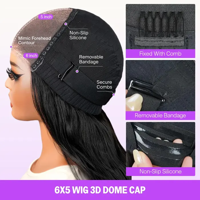 Perruques frontales en dentelle de cheveux humains sans colle Megalook 6x5 13x6