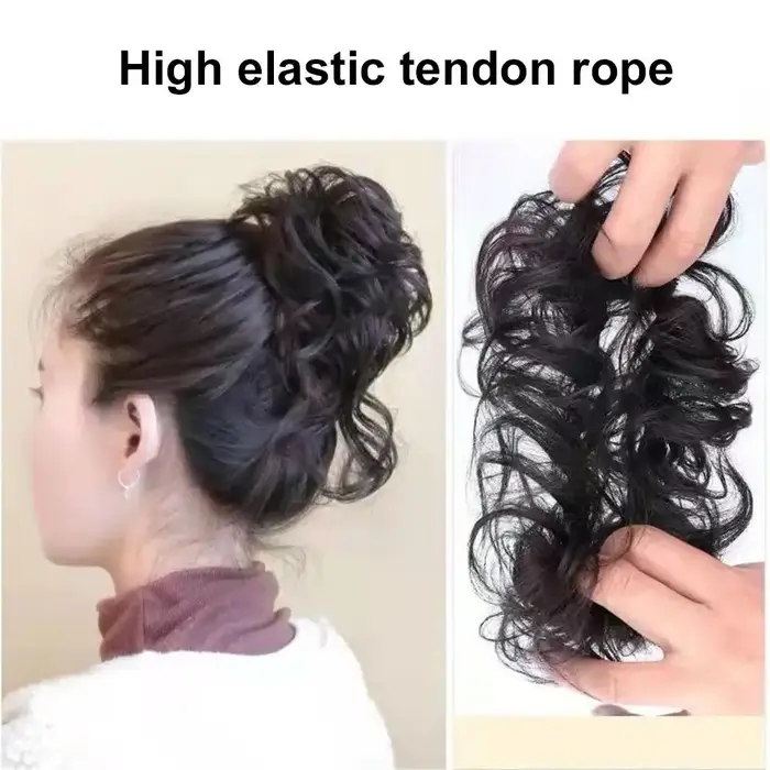 Postiche synthétique queue de cheval chignon volumineux paresseux-faux cheveux courts bouclés avec extrémités